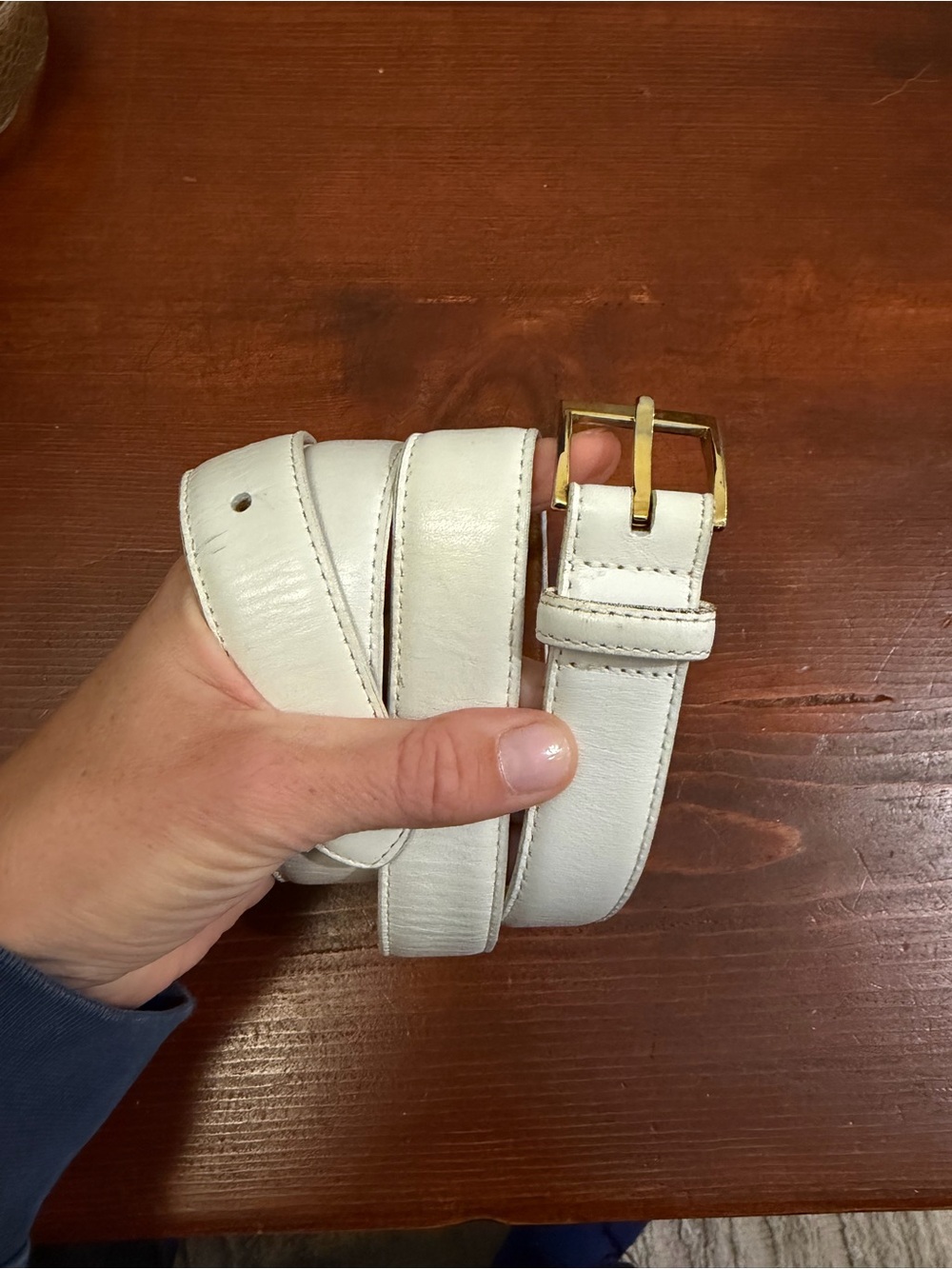 Vintage Men’s white Saks Fifth Avenue Leather belt 38